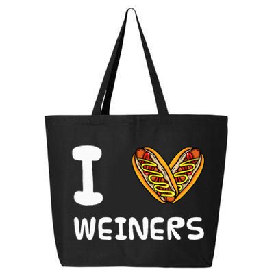 I Love Weiners Hotdogs Frankfurter Wiener Frank Sausage Bun 25L Jumbo Tote