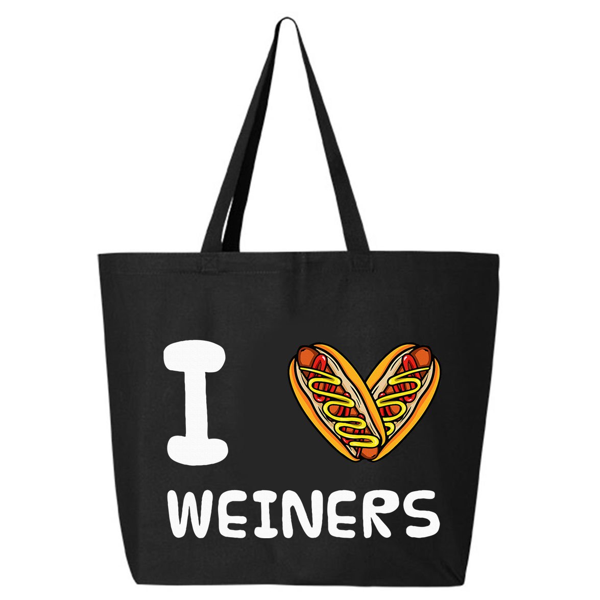 I Love Weiners Hotdogs Frankfurter Wiener Frank Sausage Bun 25L Jumbo Tote