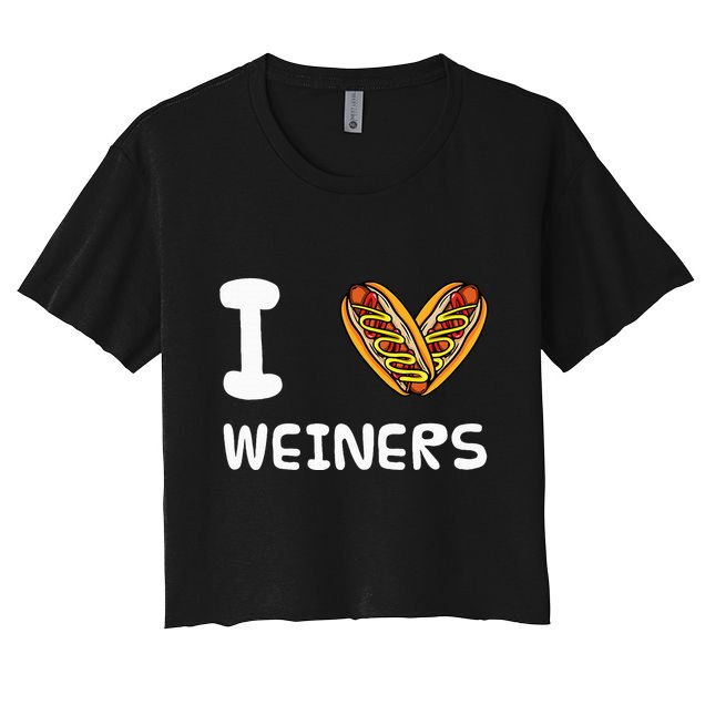 I Love Weiners Hotdogs Frankfurter Wiener Frank Sausage Bun Crop Top