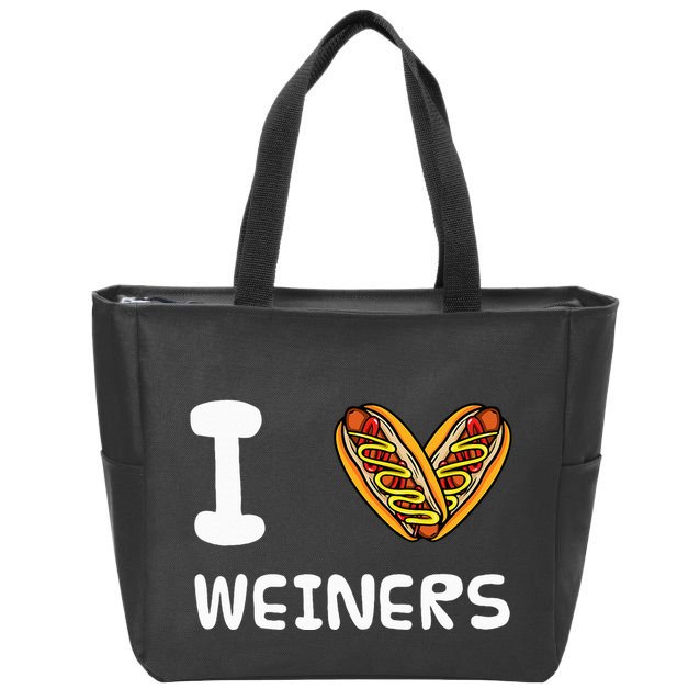 I Love Weiners Hotdogs Frankfurter Wiener Frank Sausage Bun Zip Tote Bag
