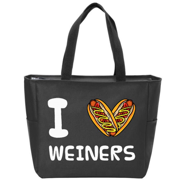 I Love Weiners Hotdogs Frankfurter Wiener Frank Sausage Bun Zip Tote Bag