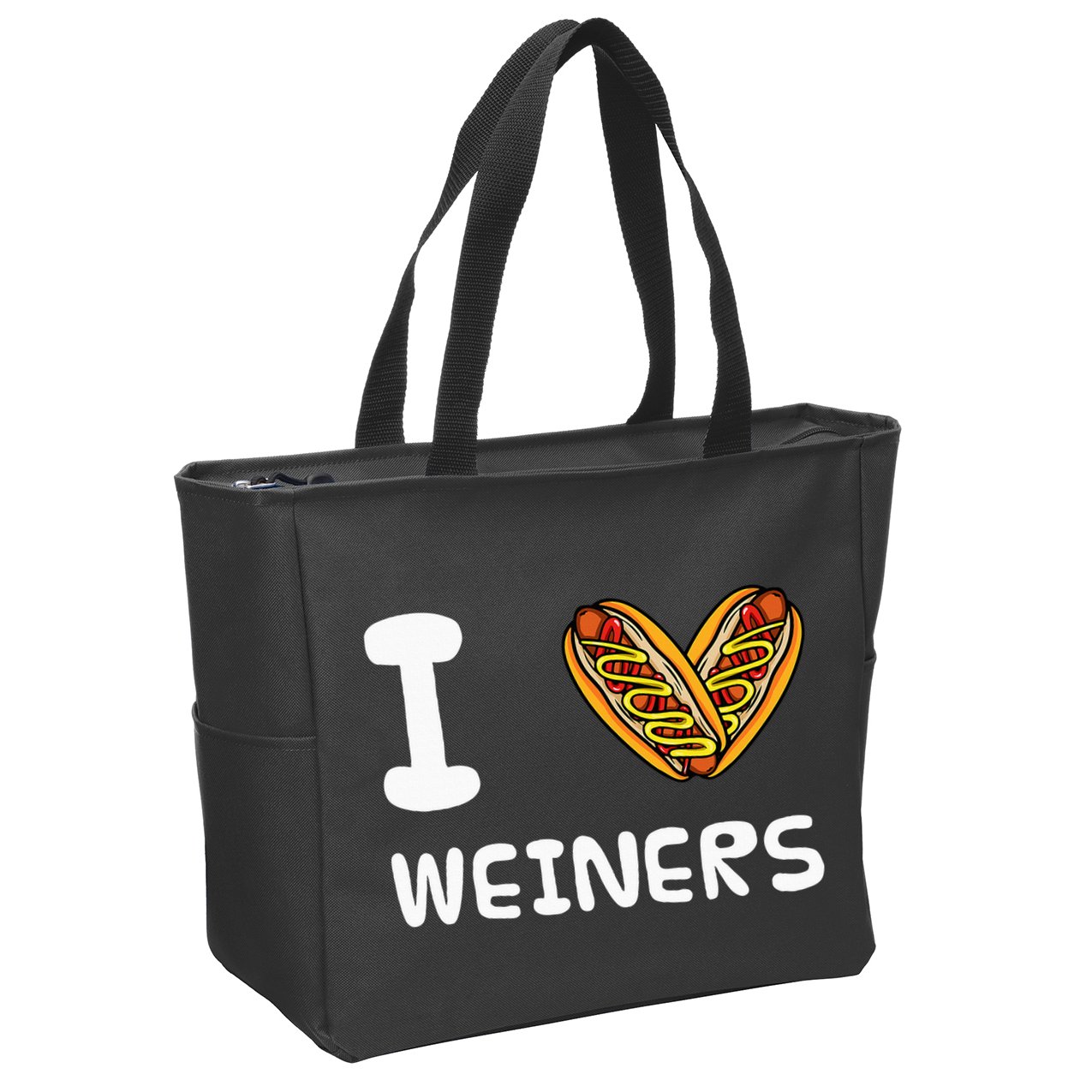 I Love Weiners Hotdogs Frankfurter Wiener Frank Sausage Bun Zip Tote Bag