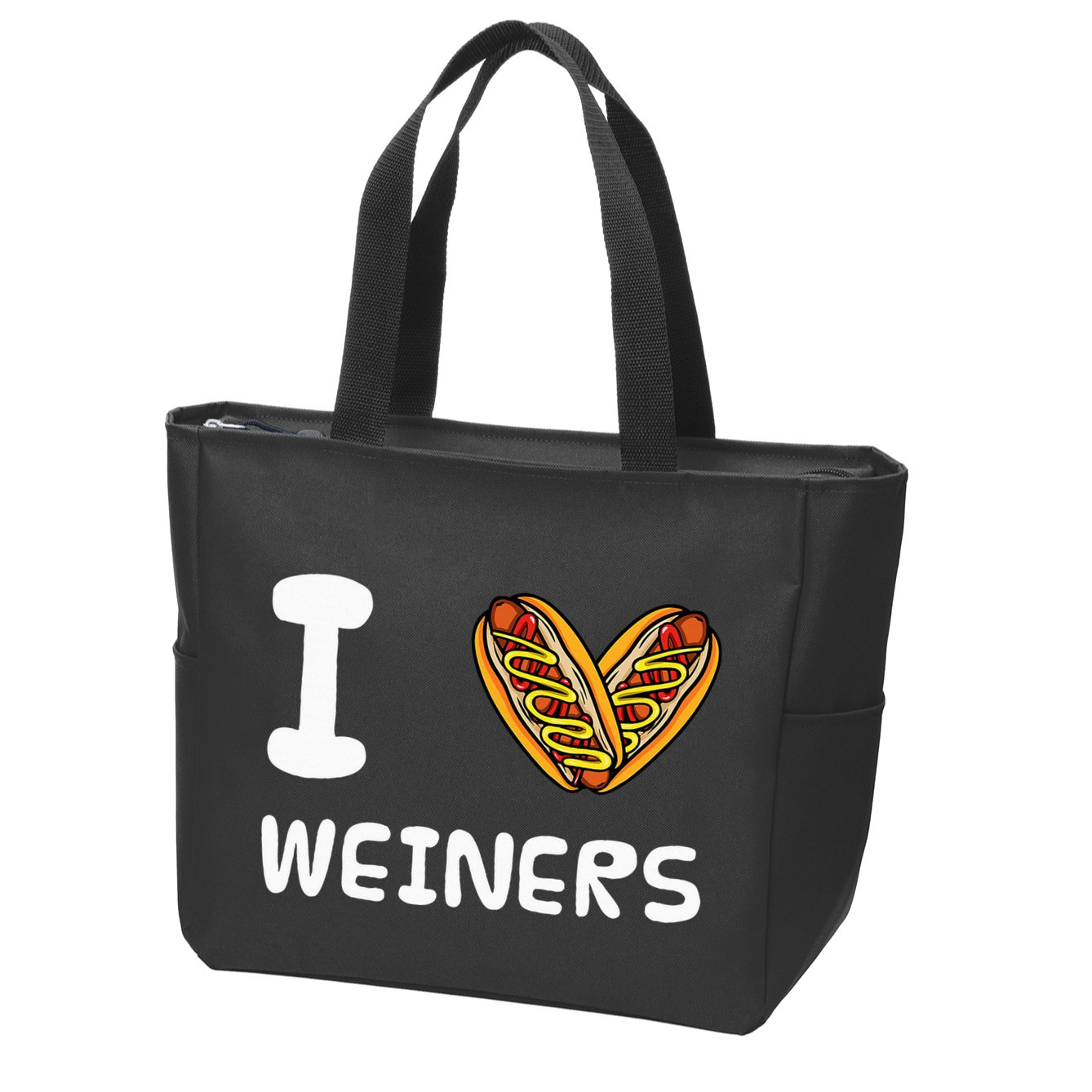 I Love Weiners Hotdogs Frankfurter Wiener Frank Sausage Bun Zip Tote Bag