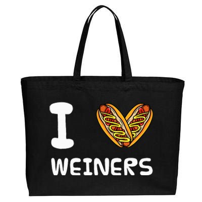 I Love Weiners Hotdogs Frankfurter Wiener Frank Sausage Bun Cotton Canvas Jumbo Tote