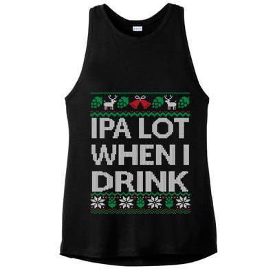 IPA Lot When I Drink Ugly Christmas Craft Beer Drinker Ladies PosiCharge Tri-Blend Wicking Tank