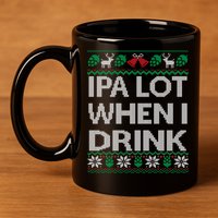 IPA Lot When I Drink Ugly Christmas Craft Beer Drinker 11oz C Handle Ceramic Mug