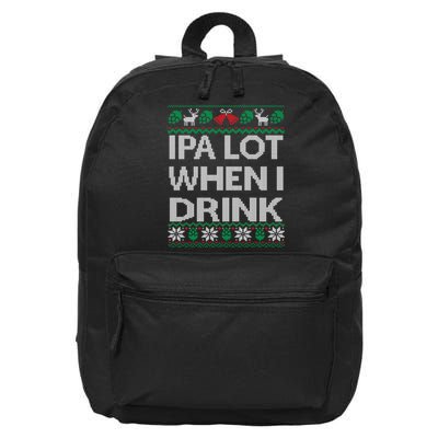 IPA Lot When I Drink Ugly Christmas Craft Beer Drinker 16 in Basic Backpack
