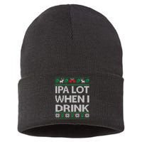 IPA Lot When I Drink Ugly Christmas Craft Beer Drinker Sustainable Knit Beanie