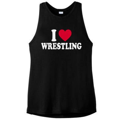 I Love Wrestling Heart Love Training Gift Ladies PosiCharge Tri-Blend Wicking Tank