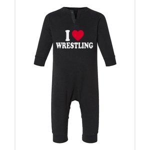 I Love Wrestling Heart Love Training Gift Infant Fleece One Piece