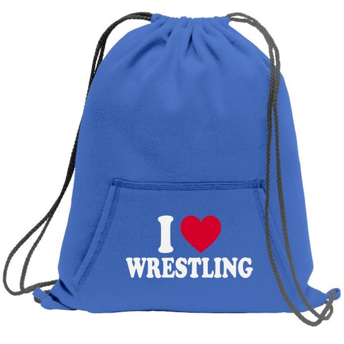 I Love Wrestling Heart Love Training Gift Sweatshirt Cinch Pack Bag