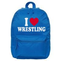 I Love Wrestling Heart Love Training Gift 16 in Basic Backpack