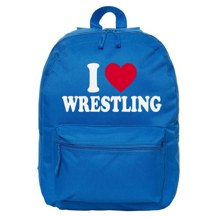 I Love Wrestling Heart Love Training Gift 16 in Basic Backpack