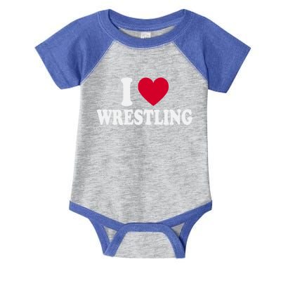 I Love Wrestling Heart Love Training Gift Infant Baby Jersey Bodysuit