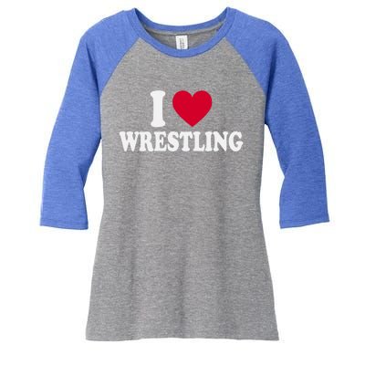 I Love Wrestling Heart Love Training Gift Women's Tri-Blend 3/4-Sleeve Raglan Shirt