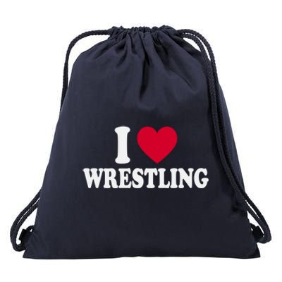 I Love Wrestling Heart Love Training Gift Drawstring Bag