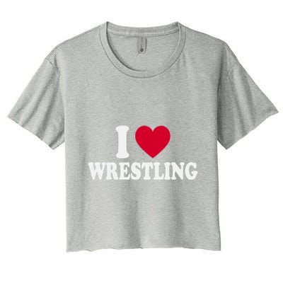 I Love Wrestling Heart Love Training Gift Women's Crop Top Tee