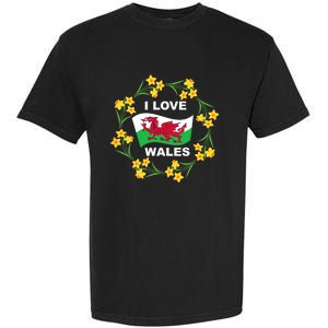 I Love Wales Welsh Dragon With Daffodils Garment-Dyed Heavyweight T-Shirt