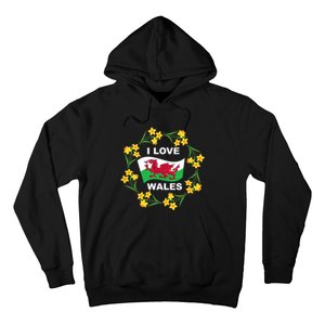 I Love Wales Welsh Dragon With Daffodils Hoodie