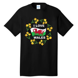 I Love Wales Welsh Dragon With Daffodils Tall T-Shirt