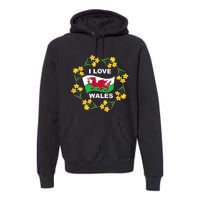 I Love Wales Welsh Dragon With Daffodils Premium Hoodie