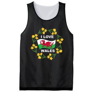 I Love Wales Welsh Dragon With Daffodils Mesh Reversible Basketball Jersey Tank