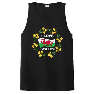 I Love Wales Welsh Dragon With Daffodils PosiCharge Competitor Tank