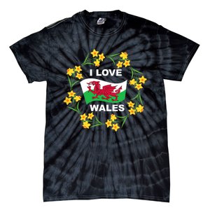 I Love Wales Welsh Dragon With Daffodils Tie-Dye T-Shirt