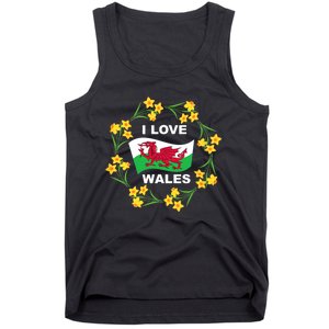 I Love Wales Welsh Dragon With Daffodils Tank Top