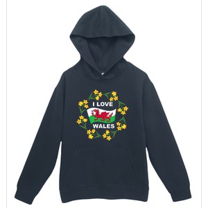 I Love Wales Welsh Dragon With Daffodils Urban Pullover Hoodie