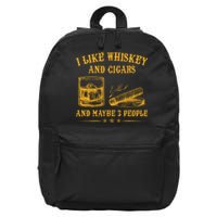 I Like Whiskey And Cigars And Maybe 3 People Vintage 16 in Basic Backpack