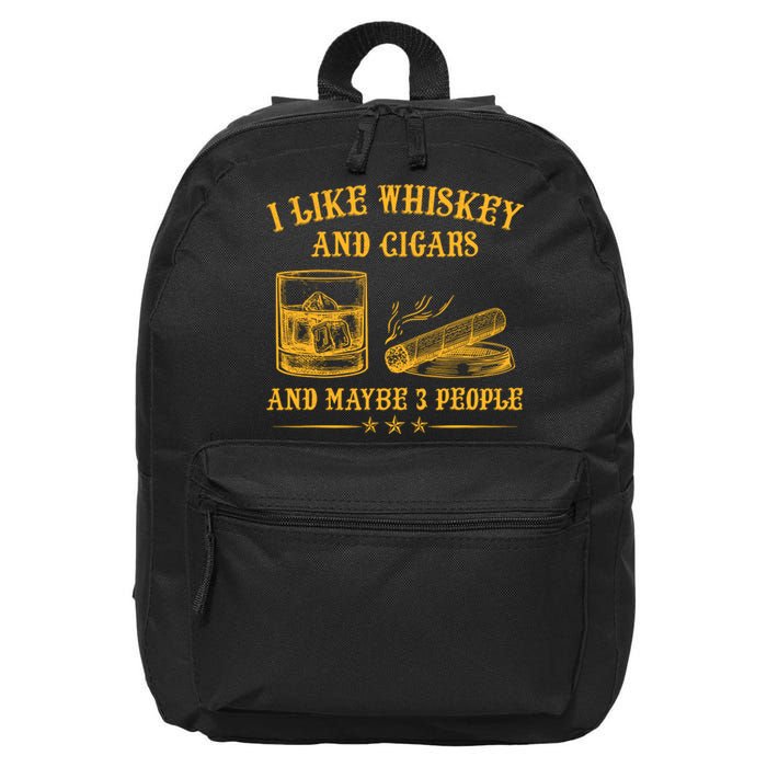 I Like Whiskey And Cigars And Maybe 3 People Vintage 16 in Basic Backpack