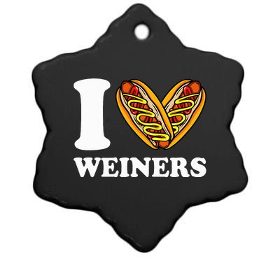 I Love Weiners Hotdogs Wiener Frank Sausage Bun Ceramic Star Ornament