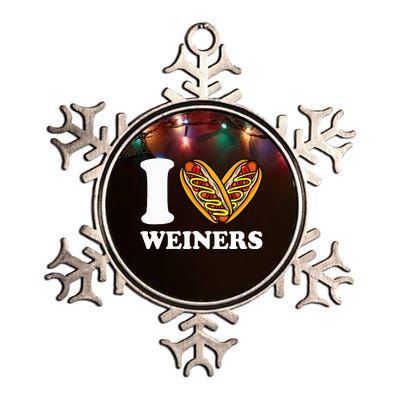 I Love Weiners Hotdogs Wiener Frank Sausage Bun Metallic Star Ornament