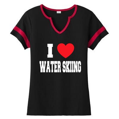 I Love Water Skiing Gift Ladies Halftime Notch Neck Tee