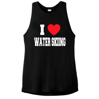 I Love Water Skiing Gift Ladies PosiCharge Tri-Blend Wicking Tank