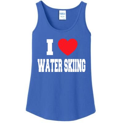 I Love Water Skiing Gift Ladies Essential Tank