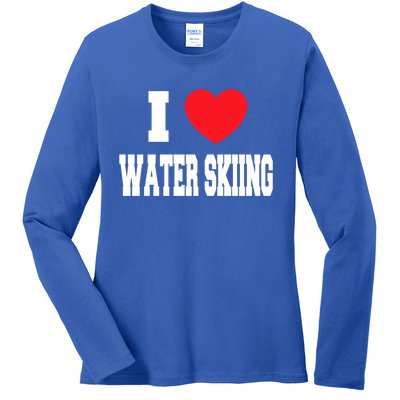 I Love Water Skiing Gift Ladies Long Sleeve Shirt