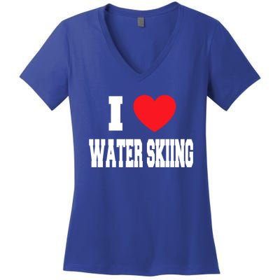 I Love Water Skiing Gift Women's V-Neck T-Shirt