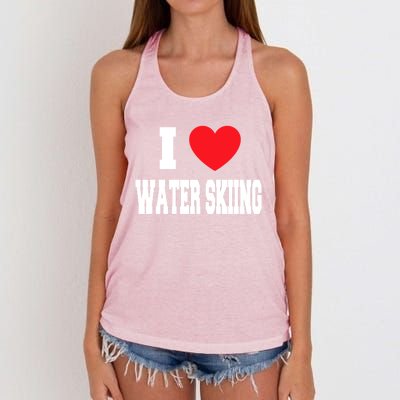 I Love Water Skiing Gift Women's Knotted Racerback Tank