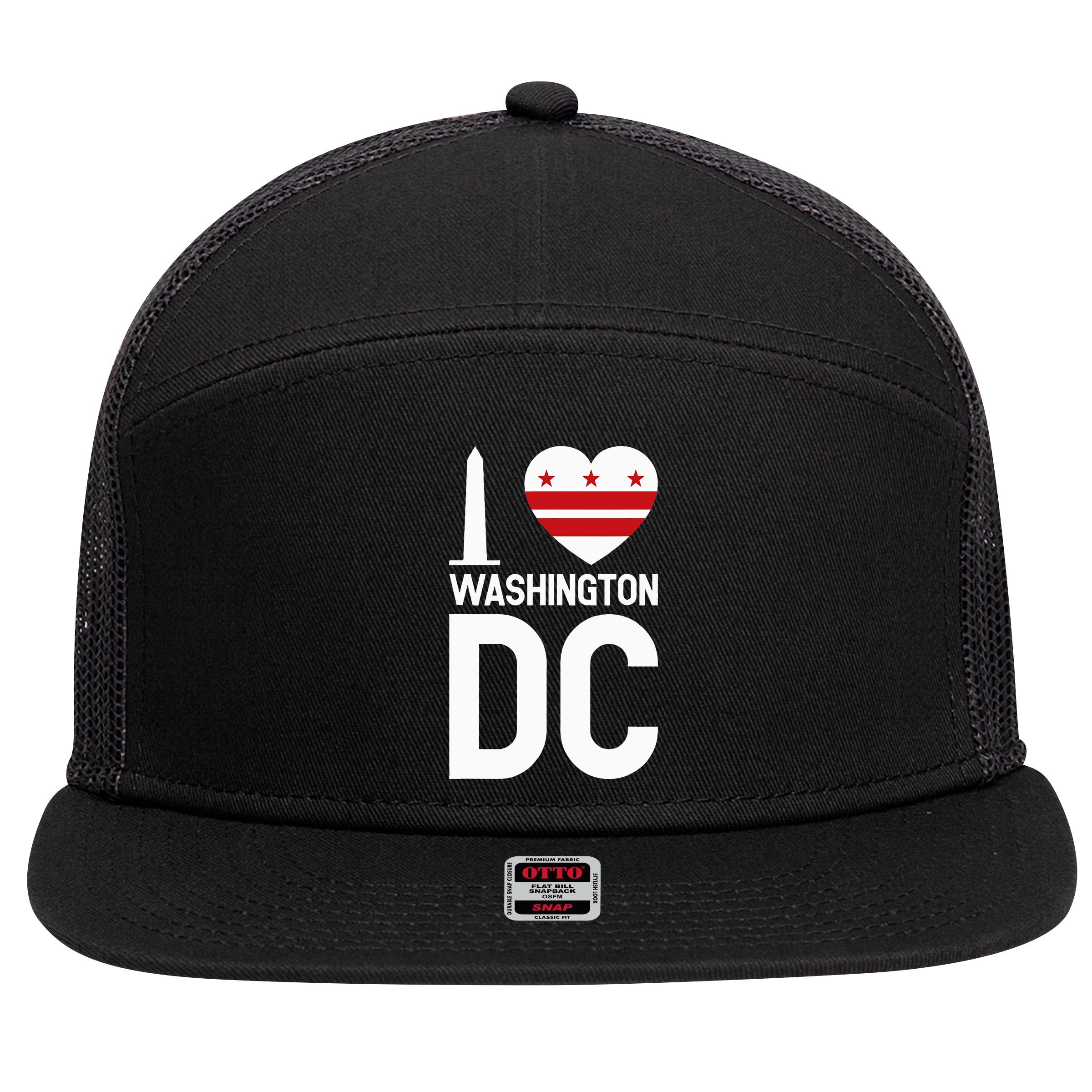 I Love Washington Dc 7 Panel Mesh Trucker Snapback Hat
