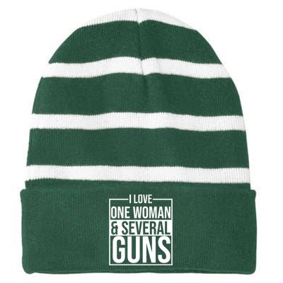 I Love Woman And Several Guns Striped Beanie with Solid Band