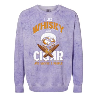 I Like Whisky And Cigars Cigars Smoker Alcohol Drinker Colorblast Crewneck Sweatshirt