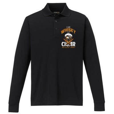 I Like Whisky And Cigars Cigars Smoker Alcohol Drinker Performance Long Sleeve Polo