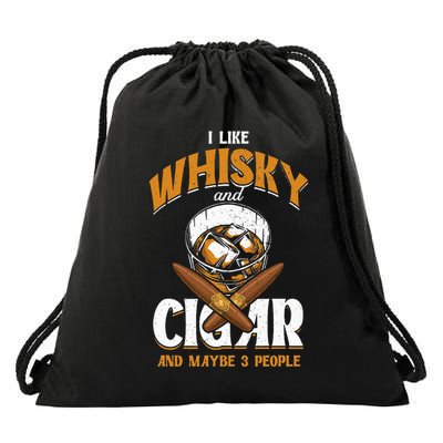 I Like Whisky And Cigars Cigars Smoker Alcohol Drinker Drawstring Bag