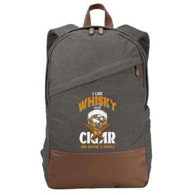 I Like Whisky And Cigars Cigars Smoker Alcohol Drinker Cotton Canvas Backpack