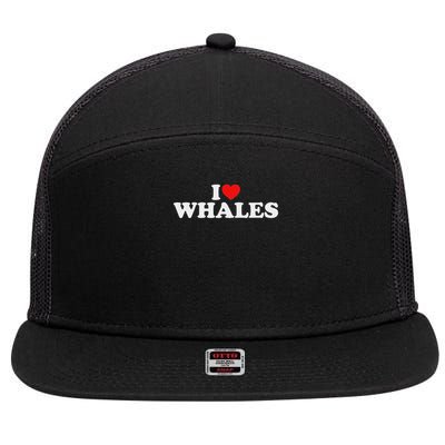 I Love Whales 7 Panel Mesh Trucker Snapback Hat