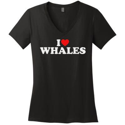 I Love Whales Women's V-Neck T-Shirt