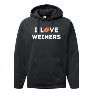 I Love Weiners Frank Sausage Bun Hotdogs Food Performance Fleece Hoodie