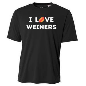 I Love Weiners Frank Sausage Bun Hotdogs Food Cooling Performance Crew T-Shirt